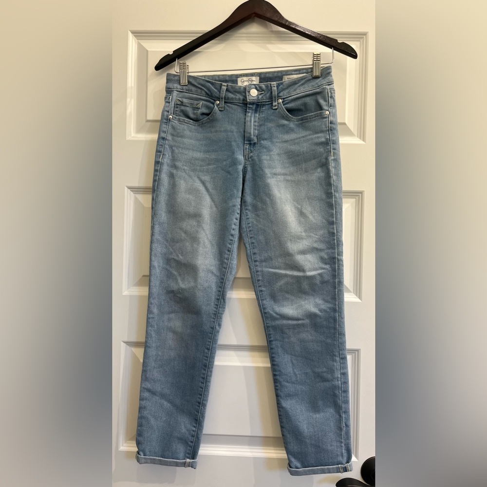 Jessica Simpson Rolled Crop Skinny Ankle Jeans, 4/ 27, Faded Blue Denim, GUC